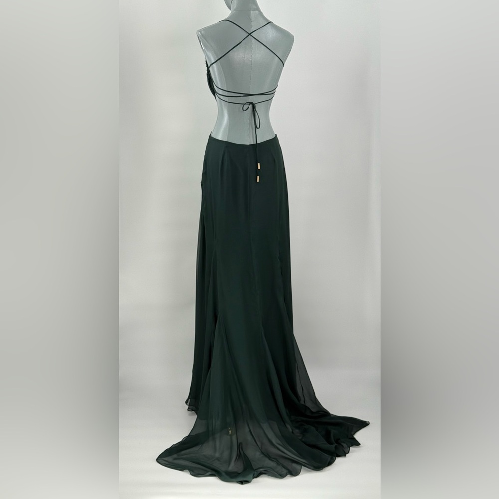 🆕 CULT GAIA 🧿 NWOT Aphea Silk Cut Out Backless Dress, Forest Green - Sz US 4 - Picture 8 of 16